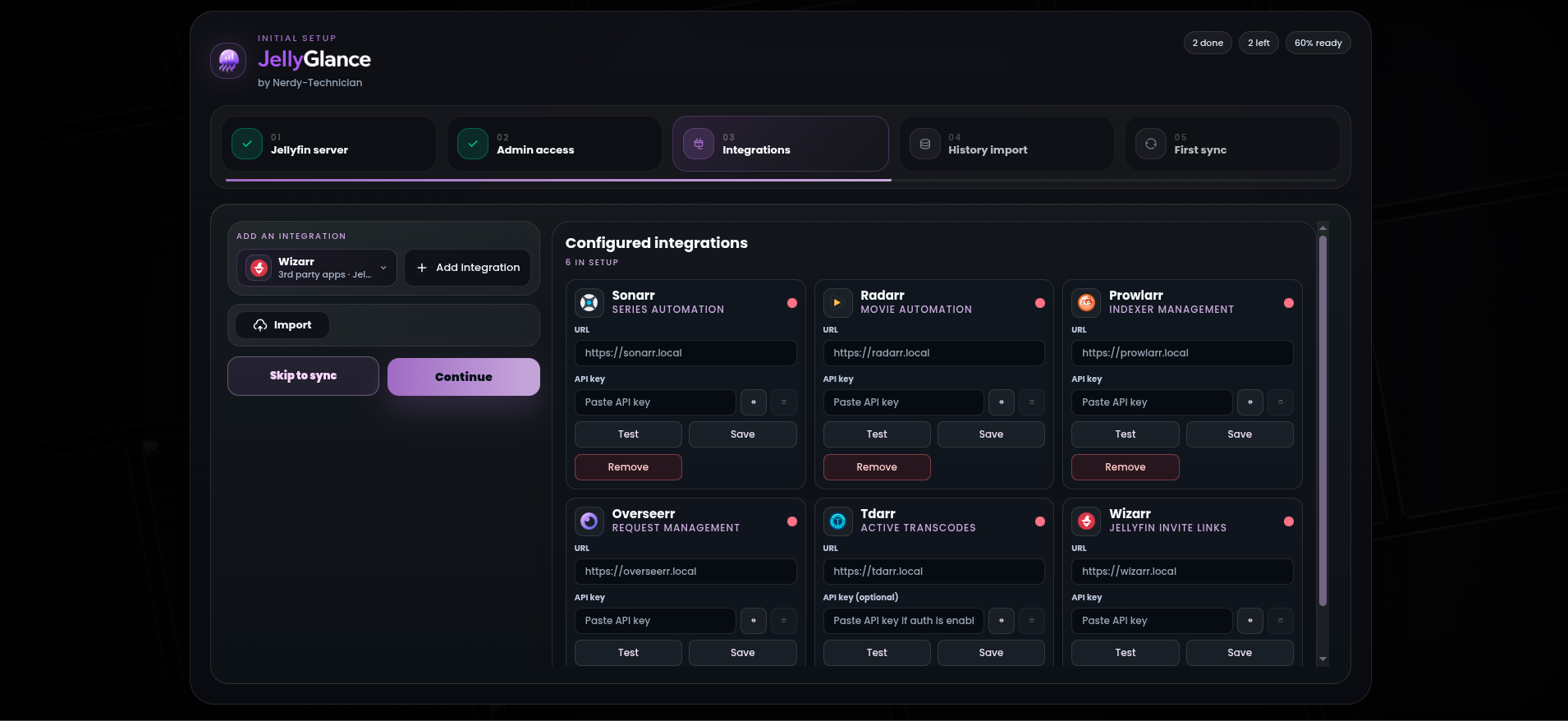 First-run integrations picker